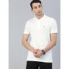 Men White Solid Polo Collar T-shirt