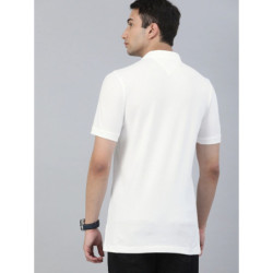 Men White Solid Polo Collar T-shirt