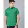 Men Green Solid Polo Collar T-shirt