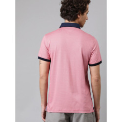 Men Pink Solid Slim Fit Polo Collar T-shirt