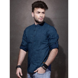 Men Blue Printed Casual Sustainable Shirt