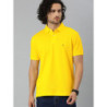 Men Yellow Solid Polo Collar T-shirt
