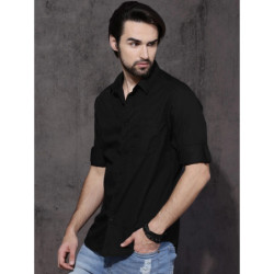 Men Black Pure Cotton Sustainable Casual Shirt