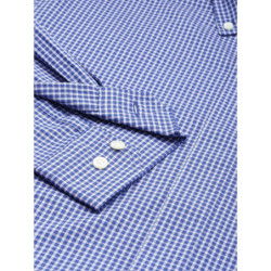 Men Blue&White Gingham Checked Slim Collared Opaque Formal Shirt