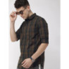 Men Brown & Black Slim Fit Checked Casual Shirt
