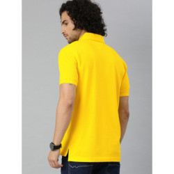 Men Yellow Solid Polo Collar T-shirt