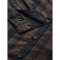 Men Brown & Black Slim Fit Checked Casual Shirt