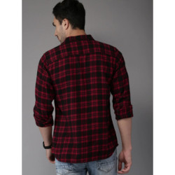 Men Red & Black Checked Pure Cotton Casual Shirt