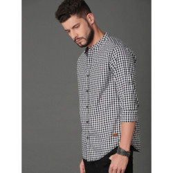 Men Black & White Checked Pure Cotton Casual Sustainable Shirt