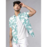 Men Green & White Slim Fit Printed Casual Shirt