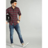 Men Maroon & Navy Blue Checked Pure Cotton Casual Sustainable Shirt