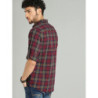 Men Maroon & Navy Blue Checked Pure Cotton Casual Sustainable Shirt