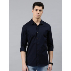 Men Navy Blue Slim Fit...