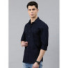 Men Navy Blue Slim Fit Solid Casual Shirt