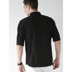 Highlander Black Slim Fit Casual Shirt