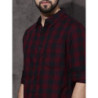 Men Maroon & Navy Blue Checked Sustainable Casual Shirt