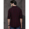 Men Maroon & Navy Blue Checked Sustainable Casual Shirt