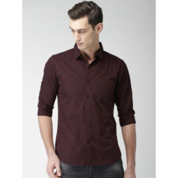 Highlander Burgundy Slim Fit Casual Shirt