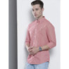 Men Red & White Slim Fit Micro Checked Opaque Casual Shirt