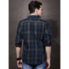 Men Navy & Grey Checked Casual Sustainable Shirt