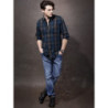 Men Navy & Grey Checked Casual Sustainable Shirt