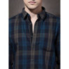 Men Navy & Grey Checked Casual Sustainable Shirt