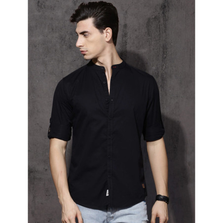Men Black Twill Casual Shirt
