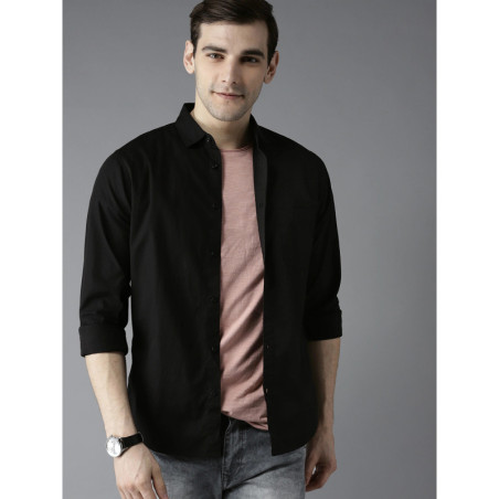 Men Black Slim Fit Casual Shirt