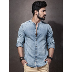 Men Blue Regular Fit Faded...