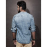 Men Blue Regular Fit Faded Casual Denim Sustainable Shirt