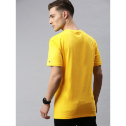 Men Yellow Printed Round Neck T-shirt