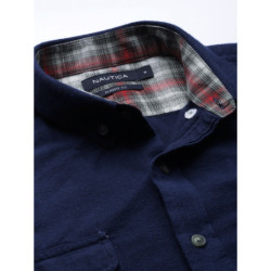 Men Navy Blue Opaque Casual Shirt