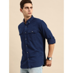 Men Navy Blue Opaque Casual Shirt