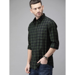 Men Olive Green & Black Checked Sustainable Casual Shirt