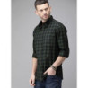 Men Olive Green & Black Checked Sustainable Casual Shirt