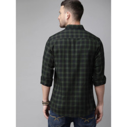 Men Olive Green & Black Checked Sustainable Casual Shirt