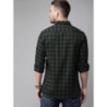 Men Olive Green & Black Checked Sustainable Casual Shirt