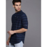 Men Navy Blue Slim Fit Striped Casual Shirt