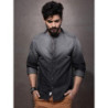 Men Charcoal Grey Washed Casual Sustainable Shirt