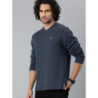 Men Navy Blue Solid Round Neck T-shirt