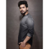 Men Charcoal Grey Washed Casual Sustainable Shirt