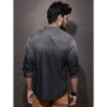 Men Charcoal Grey Washed Casual Sustainable Shirt