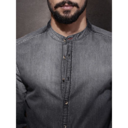 Men Charcoal Grey Washed Casual Sustainable Shirt