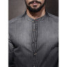 Men Charcoal Grey Washed Casual Sustainable Shirt