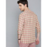 Men Beige & Red Checked Casual Linen Sustainable Shirt