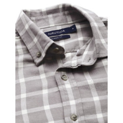 Men Grey & White Classic Fit Checked Casual Shirt