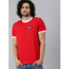 Men Red Solid Round Neck T-shirt