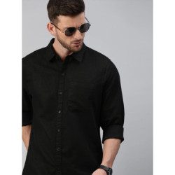 Men Black Slim Fit Cotton...