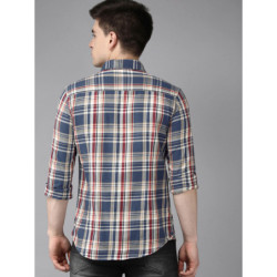 U S Polo Assn Denim Co Men Blue Tartan Checked Pure Cotton Casual Shirt