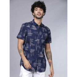 Men Navy Blue Slim Fit...